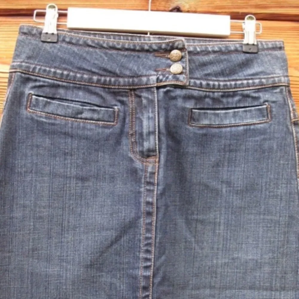 CAbi Blue Denim Midi Skirt